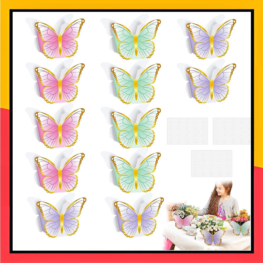 conjunto de 12 caixas decorativas ocas em forma de borboleta para presente