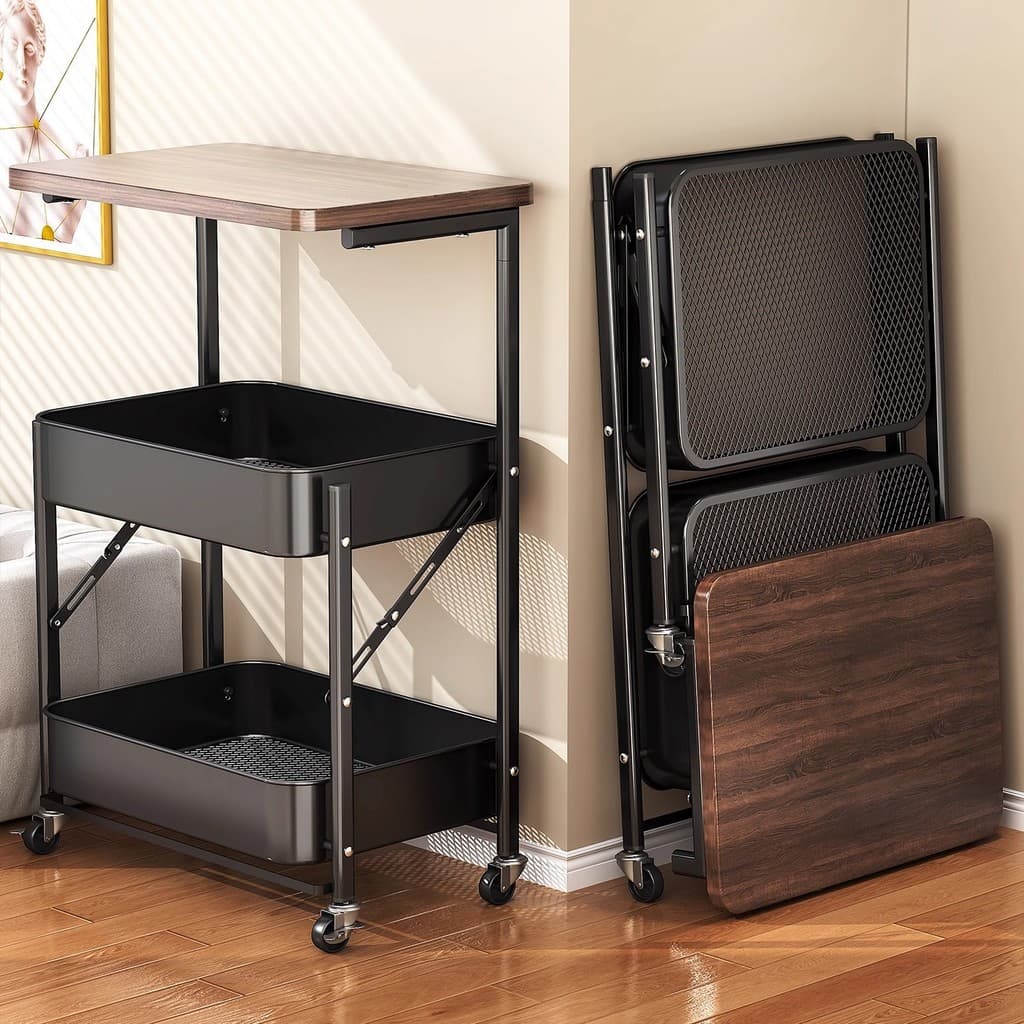 Rack de carrinho Medieval, rack de armazenamento de lanche de chão, rack de armazenamento dobrável, mesa de cabeceira, s
