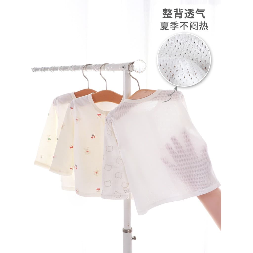 Roupas de bebê verão estilo fino algodão puro respirável junho bebê Split terno pijamas de manga comprida ar condicionad