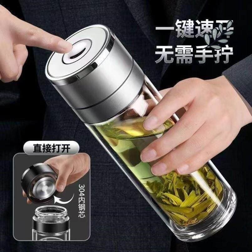 Acessórios para copos de vidro com tampa aberta com um clique, abertura rápida, copo espesso, altura de borosilicato, co