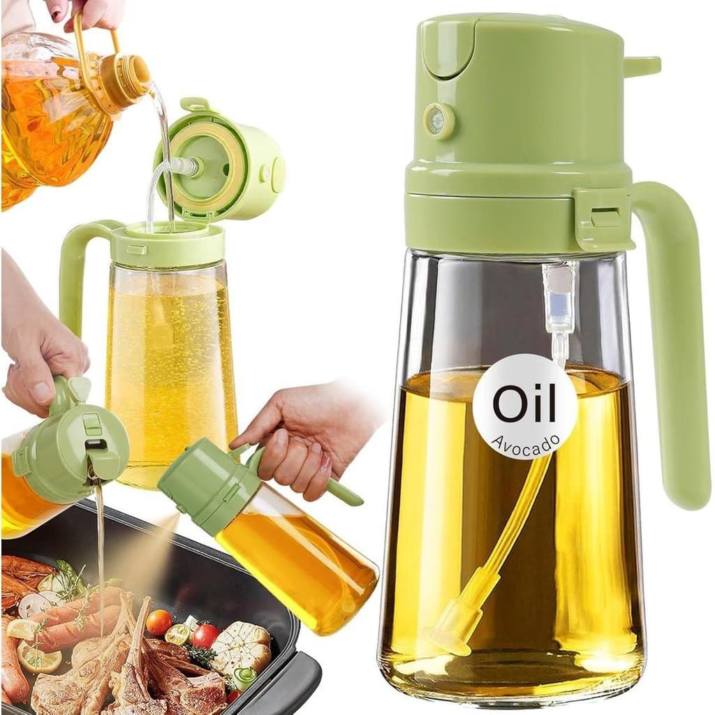 YARRAMATE Pulverizador de Óleo Recarregável de 16oz/470ml para Cozinhar, Dispensador de Óleo 2 em 1 para Cozinha e Garra