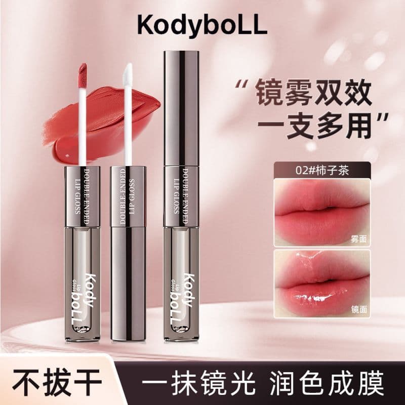 KodyboLL Play Color Esmalte labial de duas cabeças Brilho de água Espelho de vidro Toot Lip Fácil de colorir Não é fácil