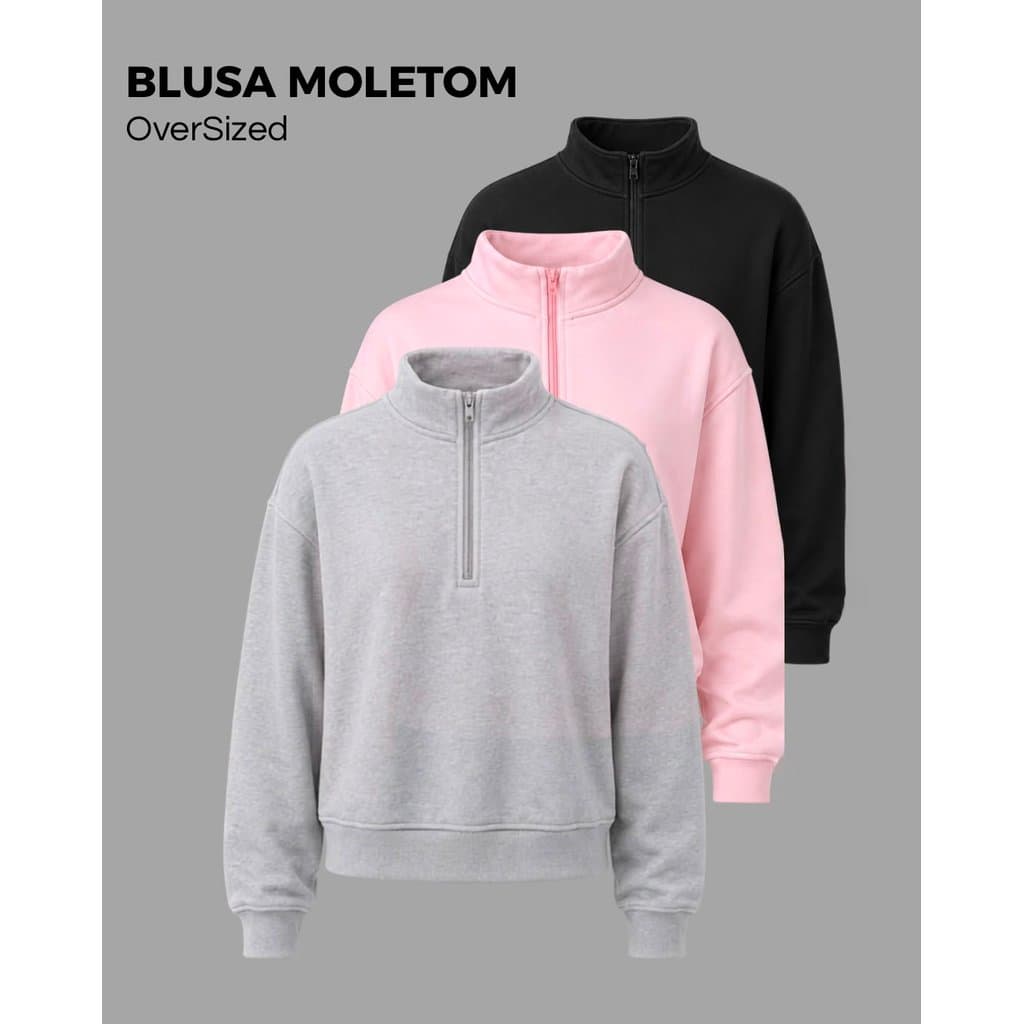 Moletom Casaco Gola Alta com Zíper Ocasional Manga Comprida Blusa De Frio Quentinho INVERNO 2026