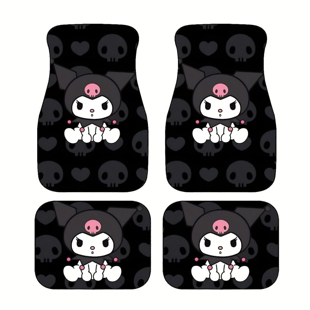 Conjunto de 4 peças de almofadas para pés dianteiros e traseiros de carro impressos Sanrio Kuromi, adequado para carros,