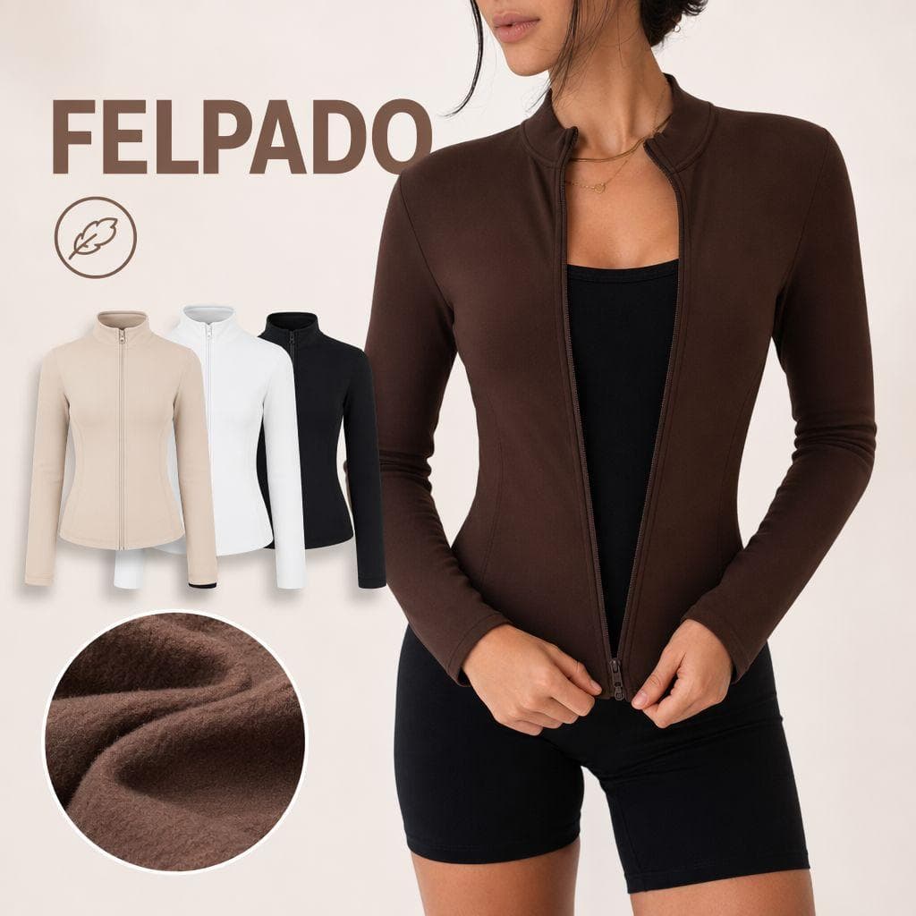 Casaco Flanelado Modelador Jaqueta Feminino Yoga Gola Alta Fitness