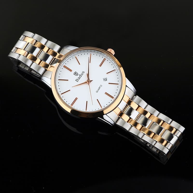 Bai chapeamento tempo novo estilo simples banda de aço relógio masculino Casual casal relógio moda quartzo calendário se