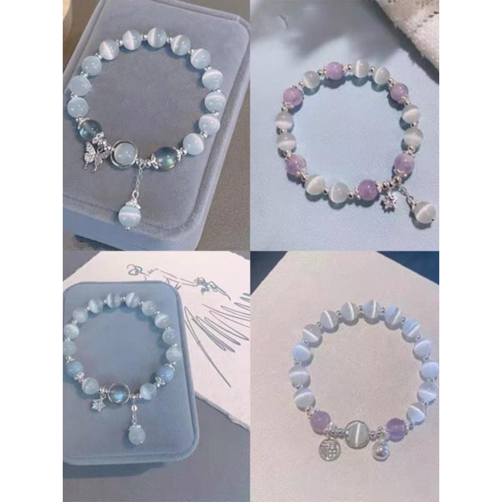 Pulseira de opala feminina pulseira de cristal cinza luar ins All-Match temperamento na moda estudante pulseira namorada