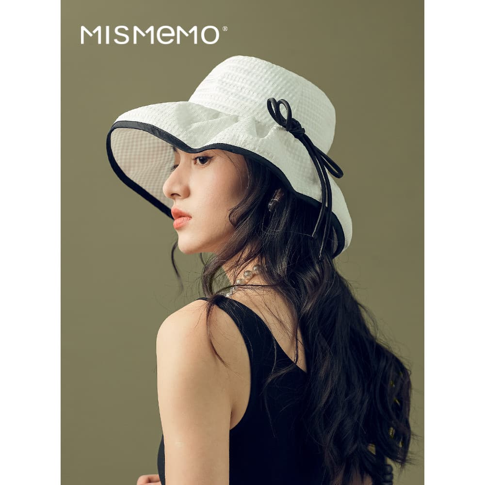 MISMEMO branco xadrez balde chapéu feminino verão UV protetor solar Anti-ultravioleta chapéu de sol dobrável estilo fino