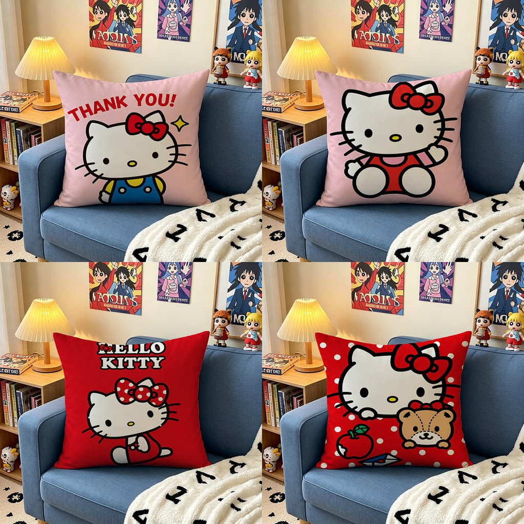 Hello Kitty Fofinho Desenho Animado Capa De Almofada Rosa Gato Menina Coração Sala De Estar Sofá Travesseiro
