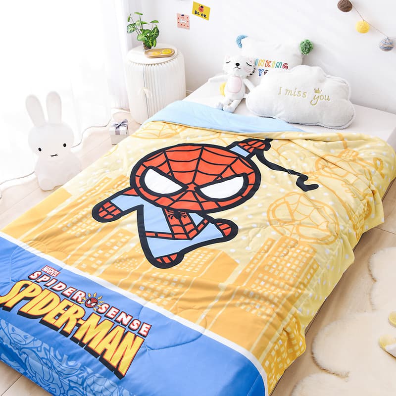 Marvel menino verão legal colcha legal seda dos desenhos animados Spiderman único duplo fino colcha máquina de lavar cri