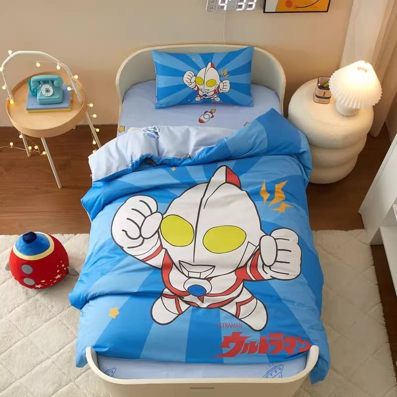 Ultraman colcha de jardim de infância conjunto de três peças colcha de algodão conjunto de seis peças bebê Nap parque de