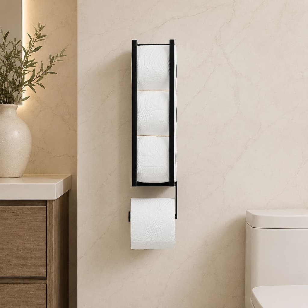 Porta Papel Higiênico Estilo Industrial Para Parede 35cm Preto Fosco