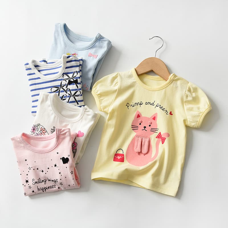 54247 coleção Qingda crianças de manga curta meninos meninas camisetas médio pequeno crianças verão roupas infantis