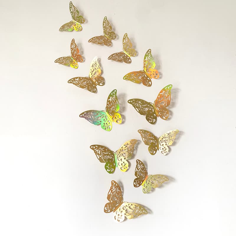 Adesivos de parede de borboleta tridimensional 3d dourados coloridos para sala de estar, quarto, decoração de férias, de
