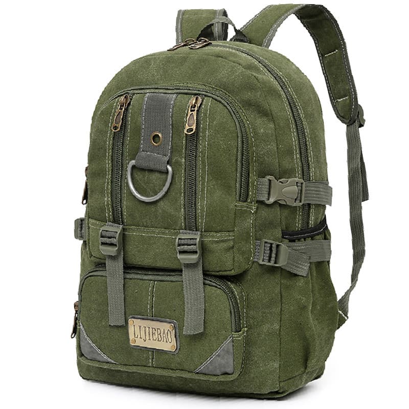 Bolsa de lona durável mochila masculina mochila média Retro tendência estudante do ensino médio saco de viagem novo arma