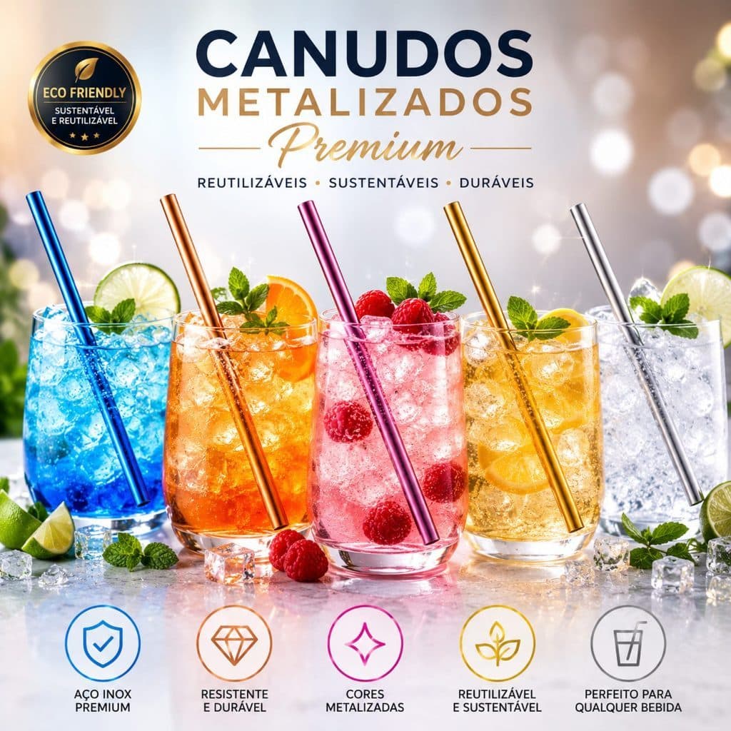 kit 25,50 ,100 de canudo de papel metalizado para festa biodegradável decoração aniversário
