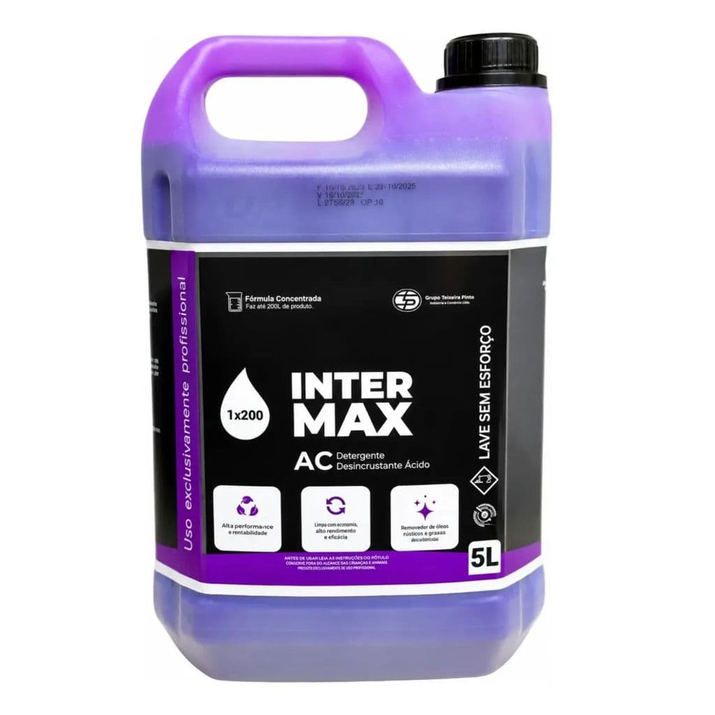 Desincrustante Ácido Intermax AC 5L Concentrado Limpeza Pesada Automotiva Chassi Motor Rodas