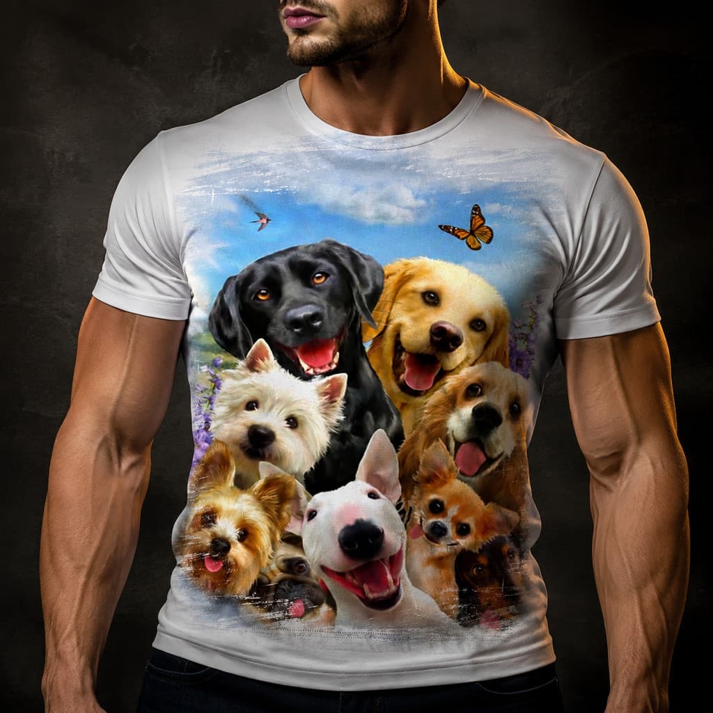 Camisa Camiseta Masculina Cachorros
