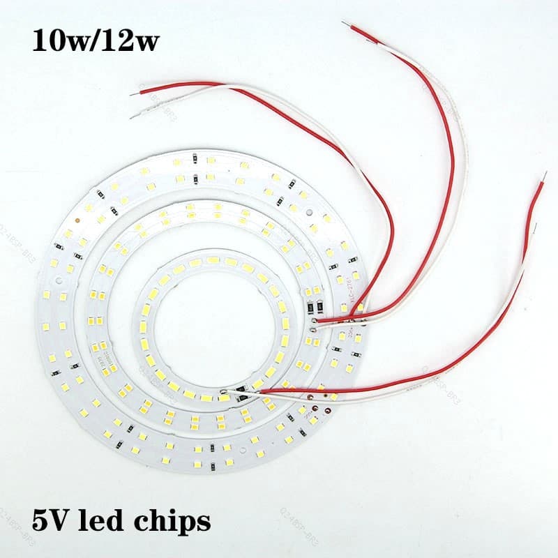 10w 12w LED Anel Chip Grânulo Luzes 2pin Fio Chumbo 5V Placa Lâmpada Fonte De Luz Diâmetro 78mm 112mm Branca Quente 3000