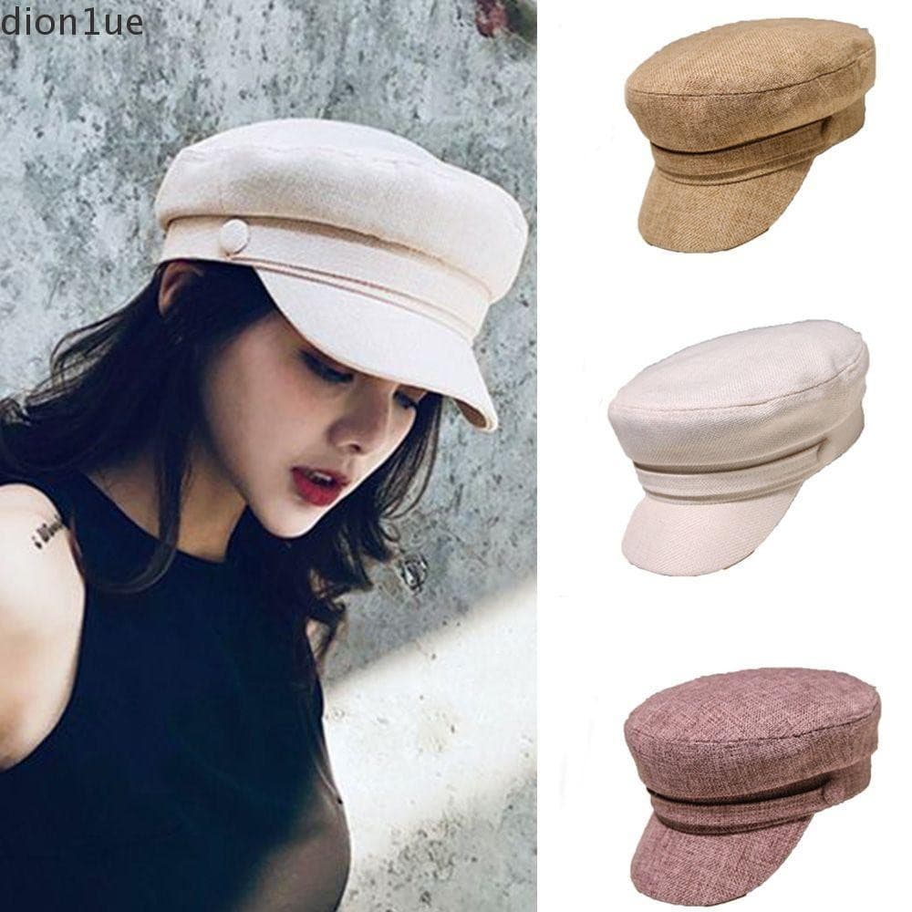 DION1UE Boné Octogonal Personalidade Algodão Linho Outono Boinas Femininas