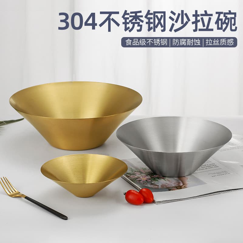 Utensílios de mesa coreanos 304 aço inoxidável coreano cozinha salada tigela Bibimbap tigela macarrão frio tigela grande