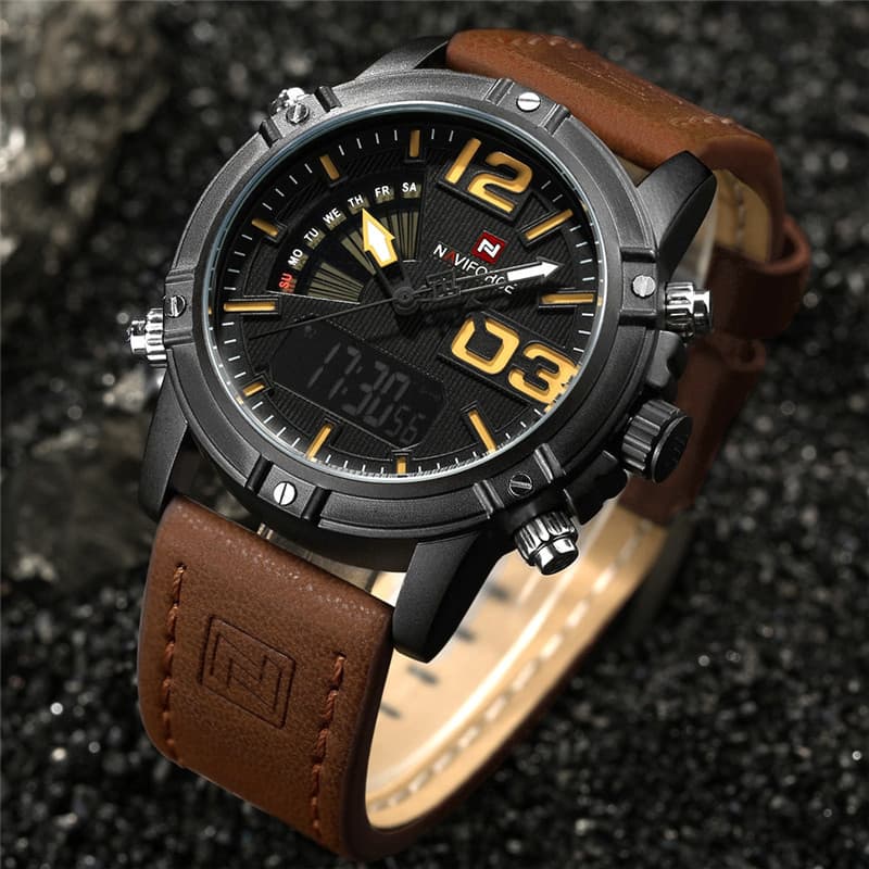Naviforce força especial relógio de exibição dupla masculino tempo integral na moda relógio à prova dwaterproof água ass