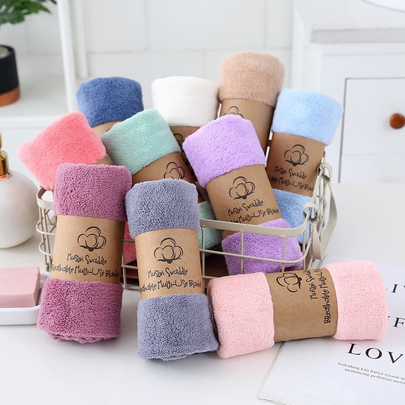 Novo estilo toalha de alta densidade Coral velo absorvente rosto toalha engrossado renda lisa salão de beleza presente n