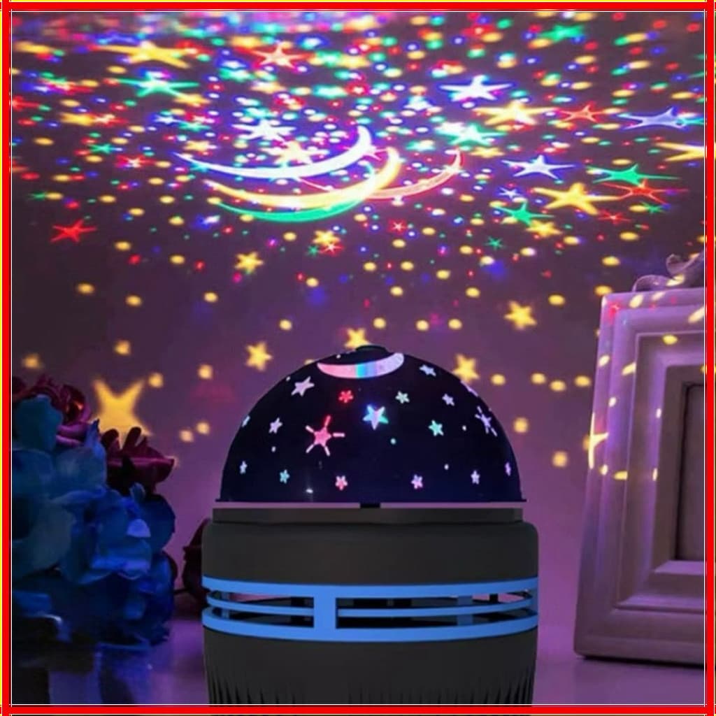 Lâmpada De Lua e Estrelas RGB Colorido LED Globo Giratória De Luz Festa