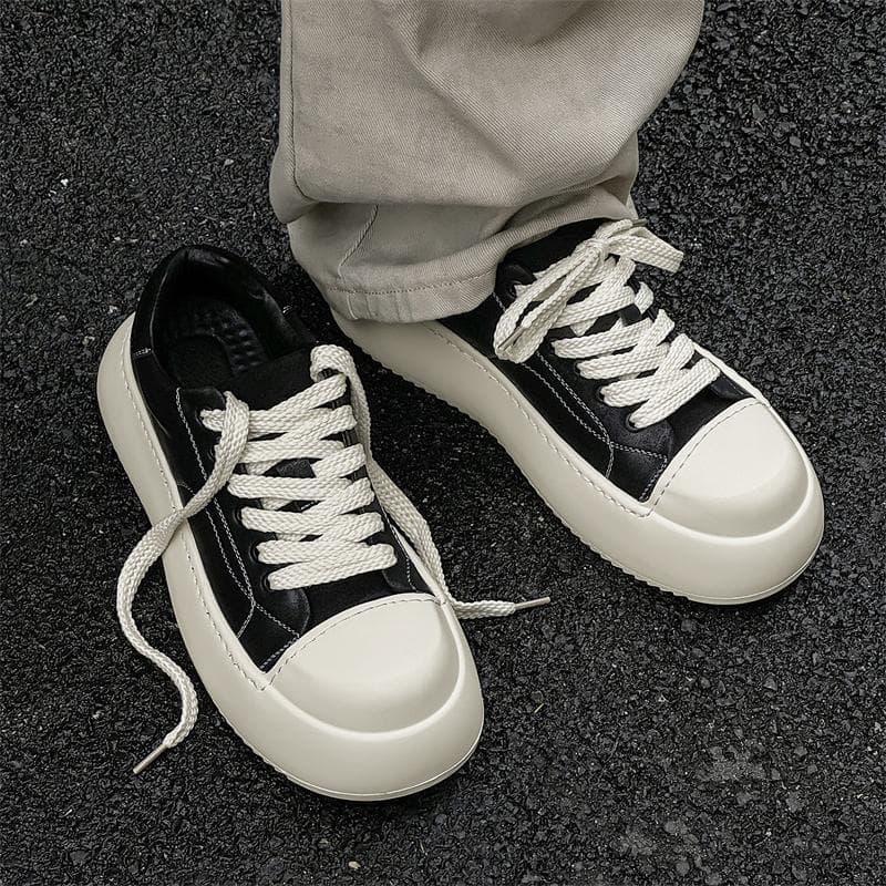 Preto branco leite fragrância sola grande Toe tênis masculino feminino estilo americano plataforma de sola grossa sapato