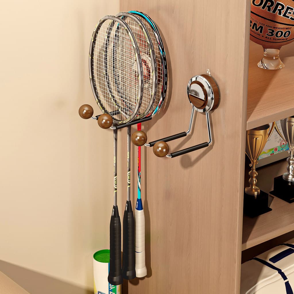 Rack de armazenamento de raquete de Badminton montado na parede rack de exibição de raquete de tênis ventosa rack de raq