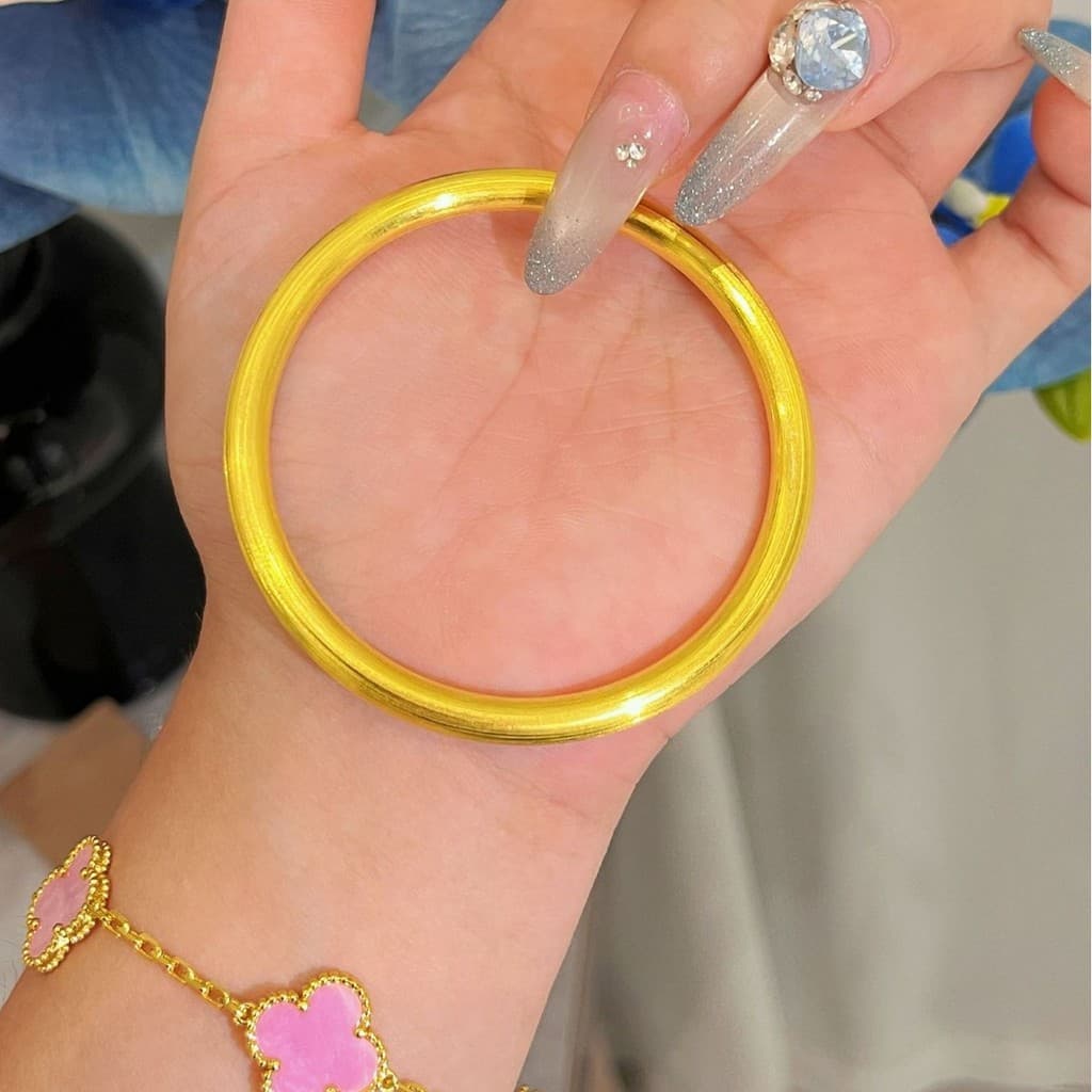 Novo estilo chinês método antigo círculo completo escovado pulseira sólida 24k ouro Real galvanoplastia pulseira de seda