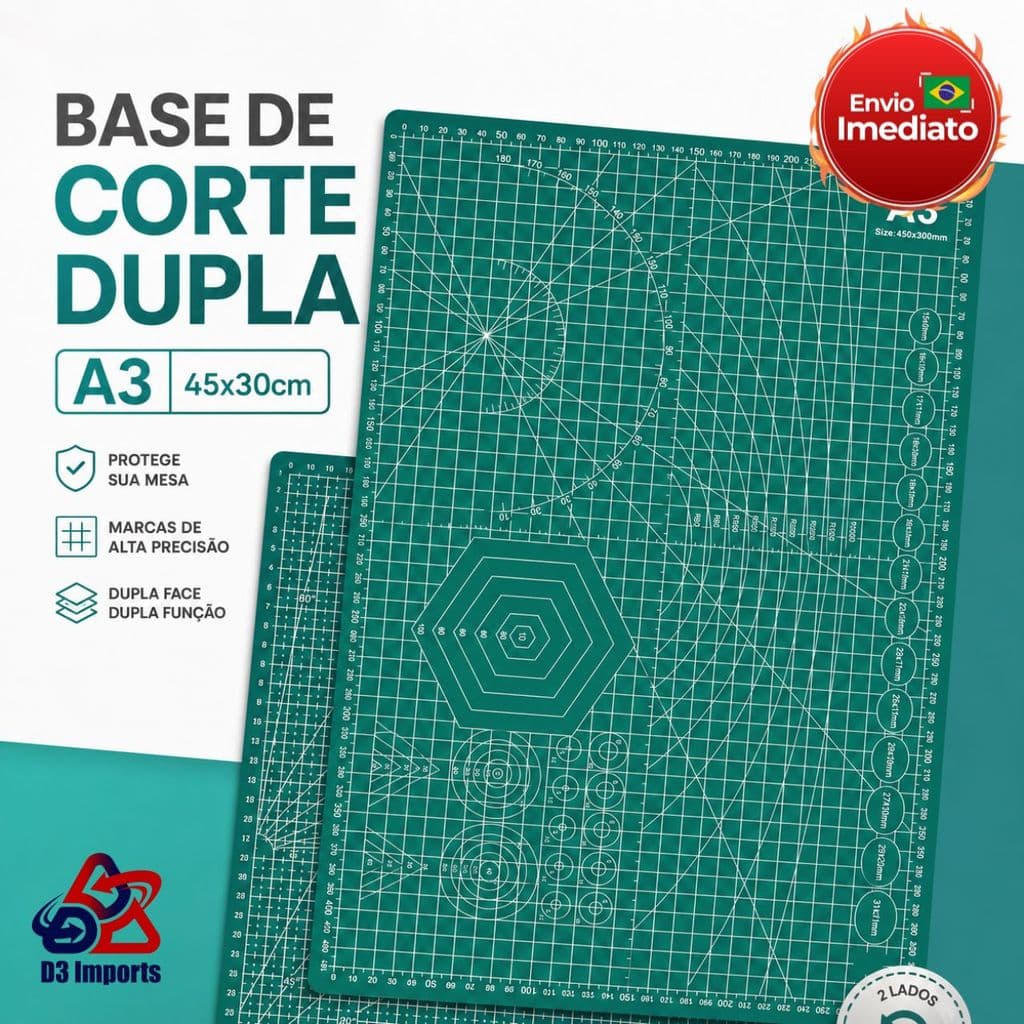 Base Placa De Corte A3 45×30cm Dupla Face Patchwork Artesanato Cor Verde