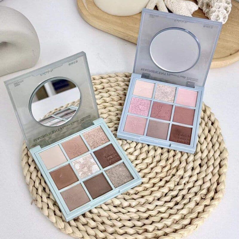 Loja física mesmo estilo rosa paleta sombra perolada Evis terra brilhante exposição nove cores sombra castelo nove cores