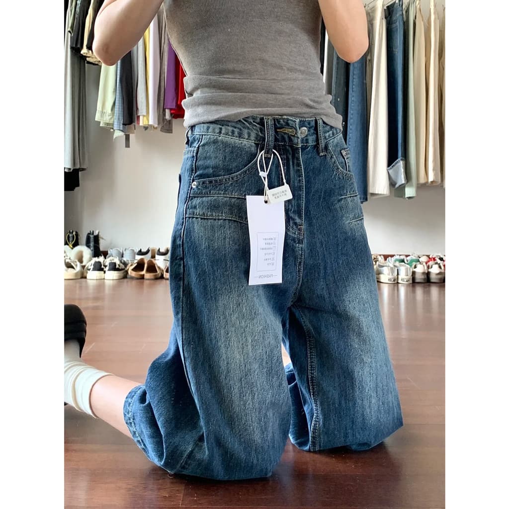 Calças cortadas femininas verão estilo fino 2026 novo estilo calças jeans gordura mm mais magro olhar calças de perna la