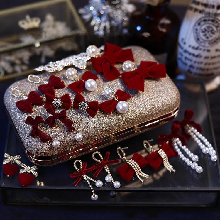 Agulha de prata arco vermelho pérola borla brincos francês High-End brincos feminino noivado brinde roupas