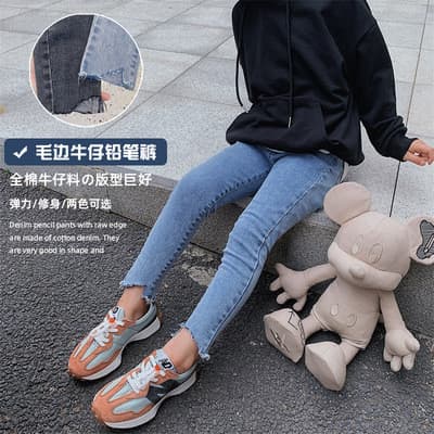 2026 primavera outono novo estilo roupas infantis Jeans versão coreana meninas Denim lápis calças Leggings calças de aju