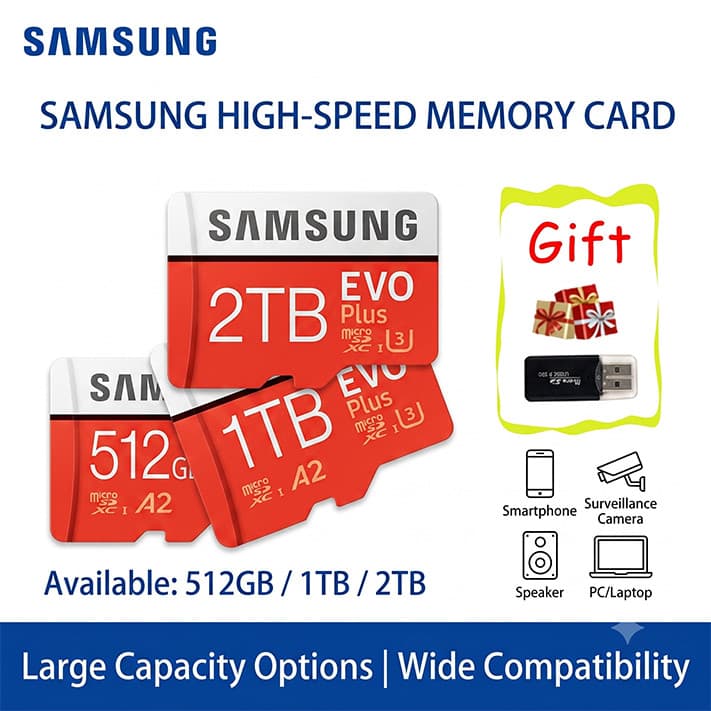 Cartão De Memória Samsung  512GB 1TB  sd micro De Alta Velocidade 2TB