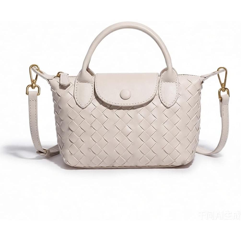 Bolsa Transversal Feminina Pequena de Couro Sintético, Mini Bolsa de Mão Trançada, Bolsa de Ombro com Alça Superior em F
