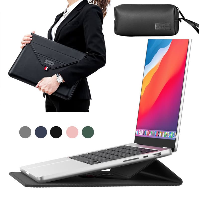 Mochila para notebook de alta qualidade, couro, 13 a 16 polegadas, com suporte e bolsa para carregador