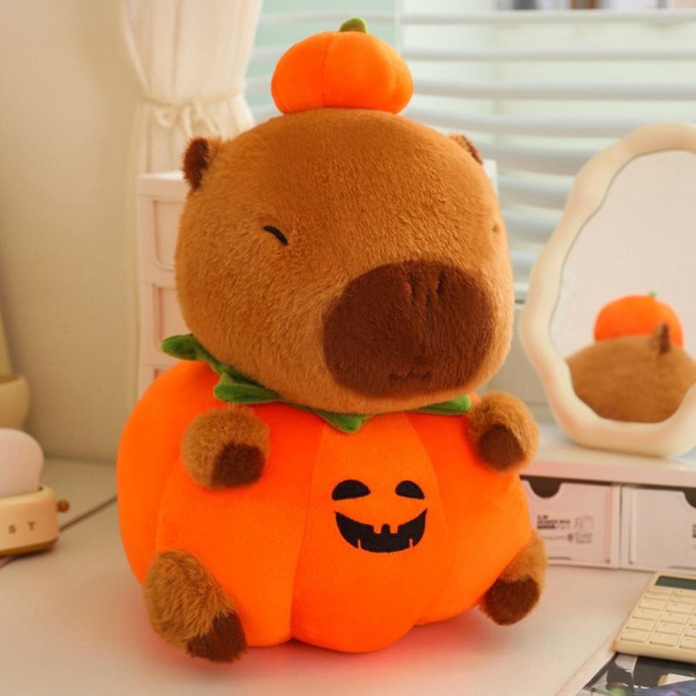 Brinquedo de Pelúcia de Capivara com Fantasia de Abóbora de Halloween, Boneco de Algodão de Desenho Animado PP
