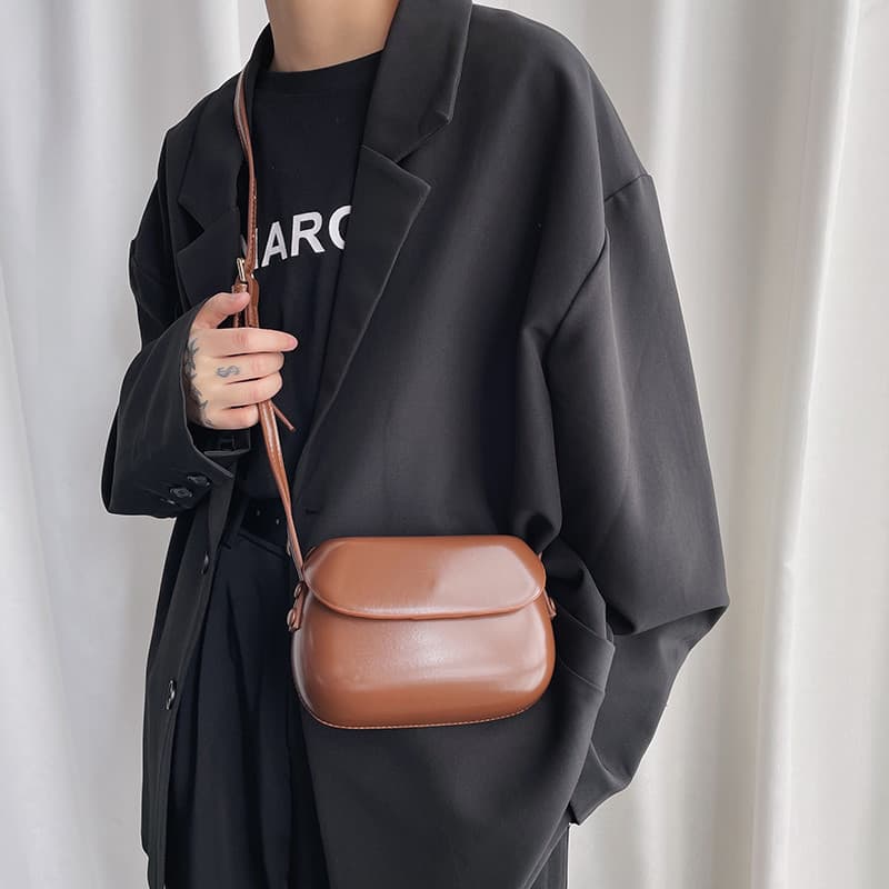 Minimalista estilo unissex masculino feminino Flip pequeno quadrado saco de couro duro caixa saco versão coreana tiro ru