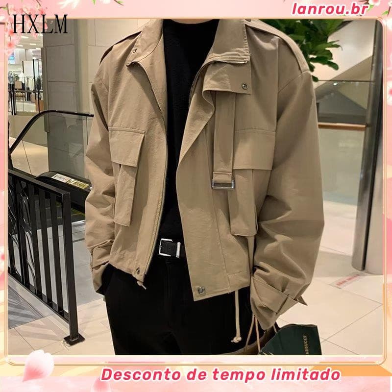 Jaqueta masculina M-3XL primavera outono versão coreana solta e moderna estilo leve e sofisticado com lapela de duas peç
