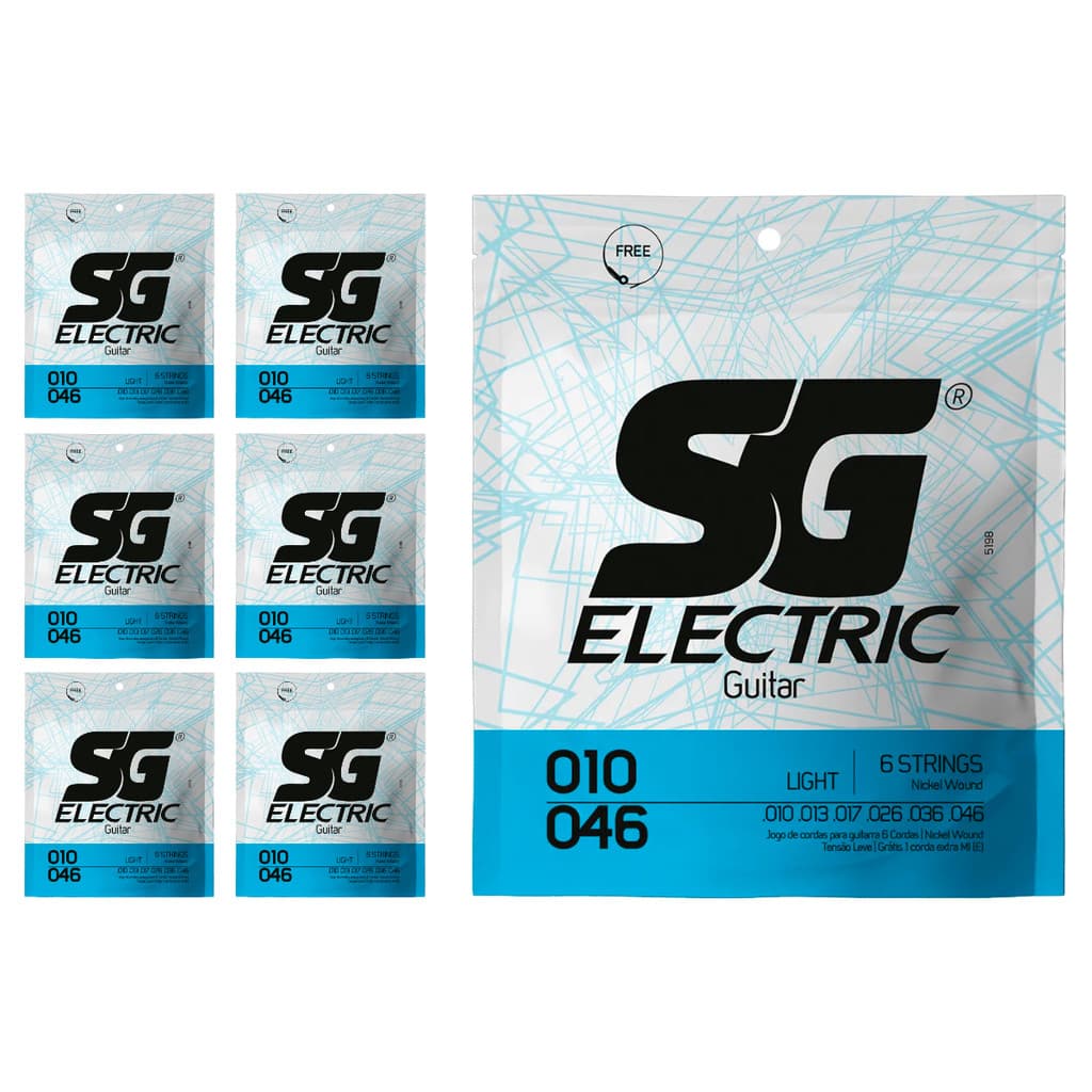 Kit 7 Encordoamento P/Guitarra 010  Leve SG