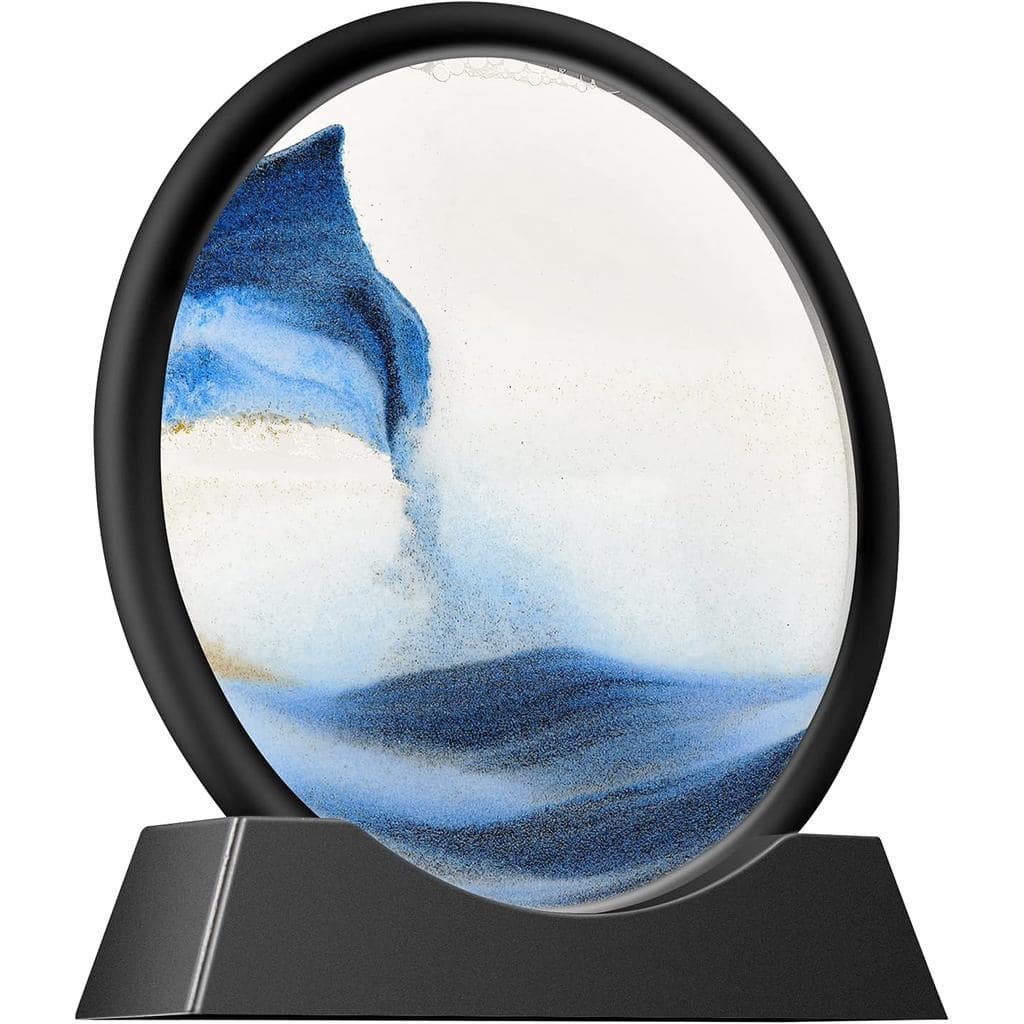 TMLiquidMotionSandscapeRoundMovingSandArtSensoryToyFidgetHomeOfficeDesktopDecoration(Blue,7-in)