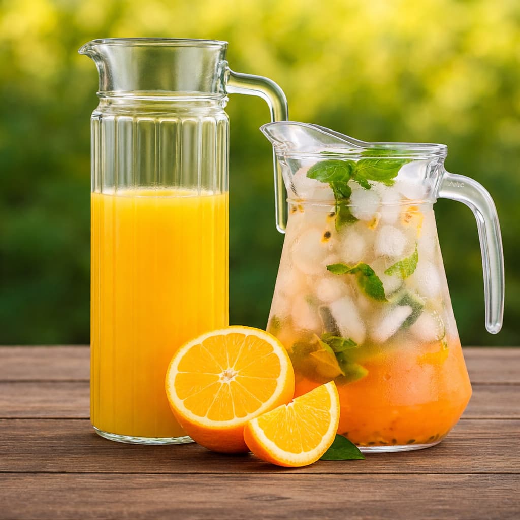 Kit 2 Jarras de Vidro 1,6L Safira + 1L Lisa com Tampa – Jarra para Suco Água Chá Bebidas