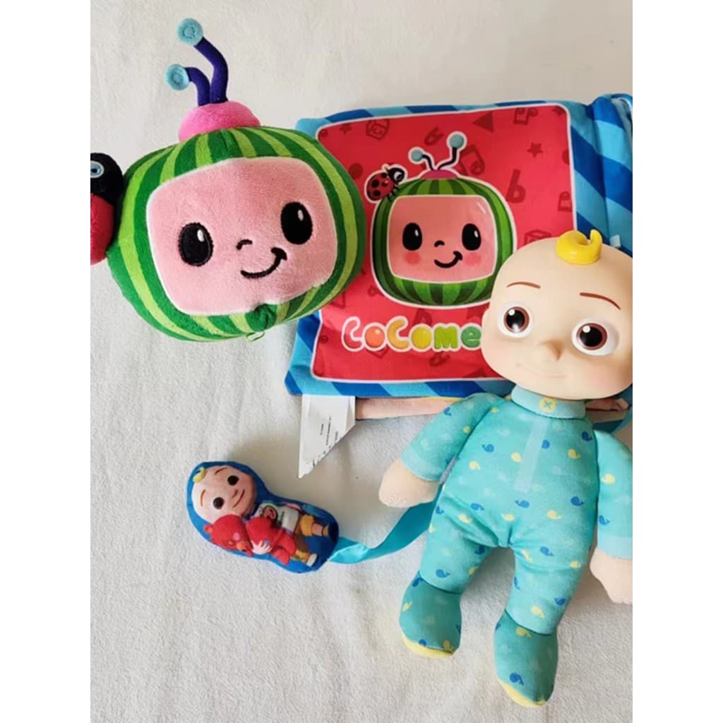 CM pedido Original bebê ônibus JOJO com música pano livro reconfortante boneca reconfortante brinquedo de pelúcia