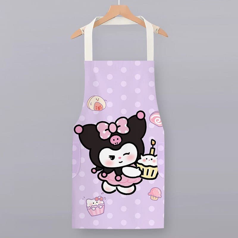 Kuromi cintura bonito dos desenhos animados kuromi cozinha doméstica resistente ao desgaste roupas de trabalho feminino