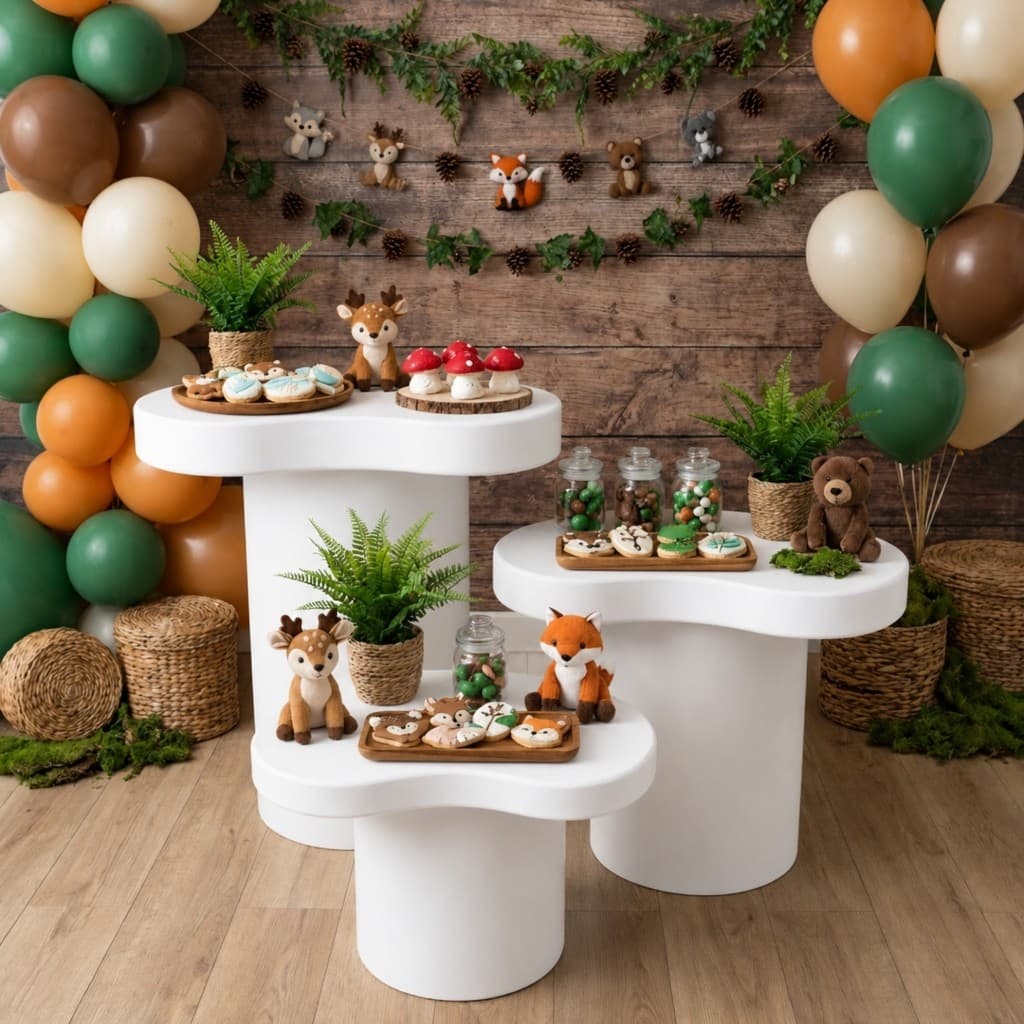 Trio de Tampo Feijão para Cilindro em MDF Branco Decoração de Festa