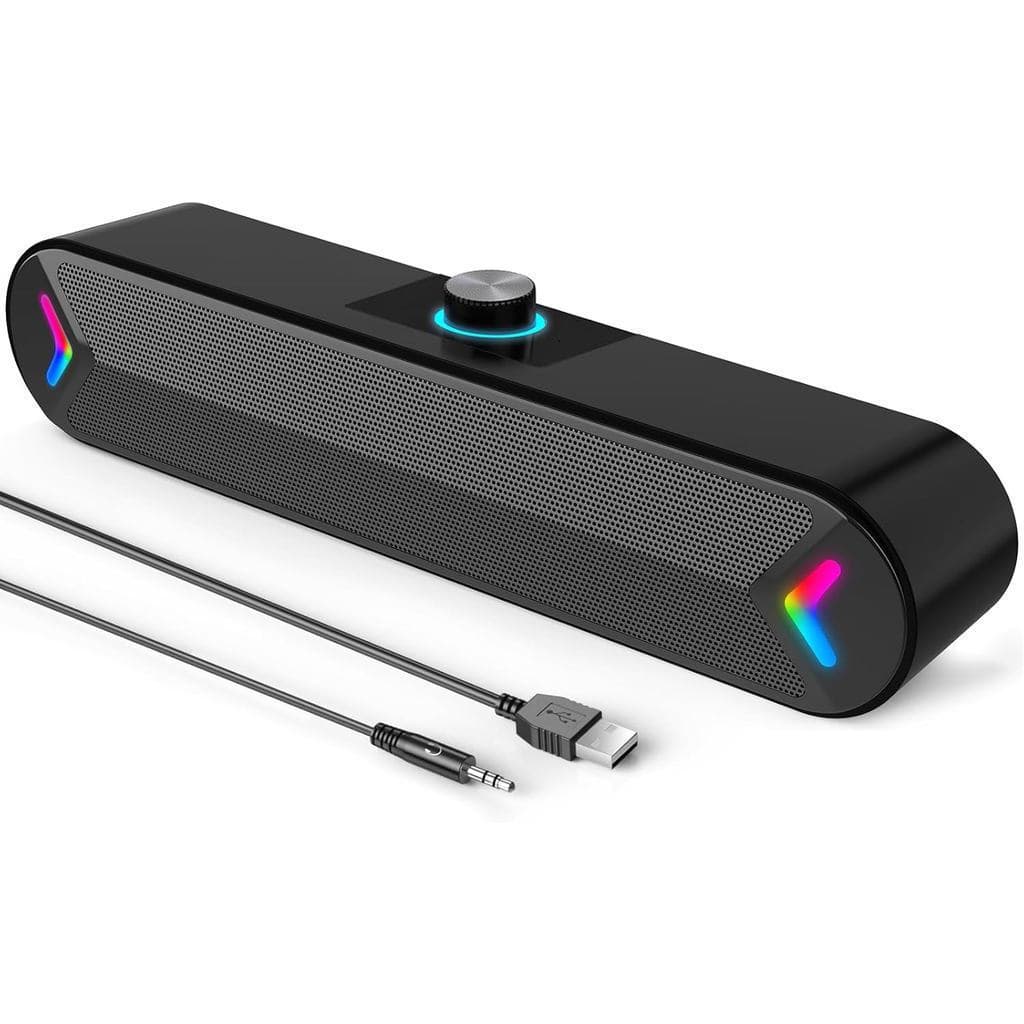 Caixa de som para computador Lenovo com conexão USB, soundbar estéreo de 10W, adequada para desktop, plug and play (A39P