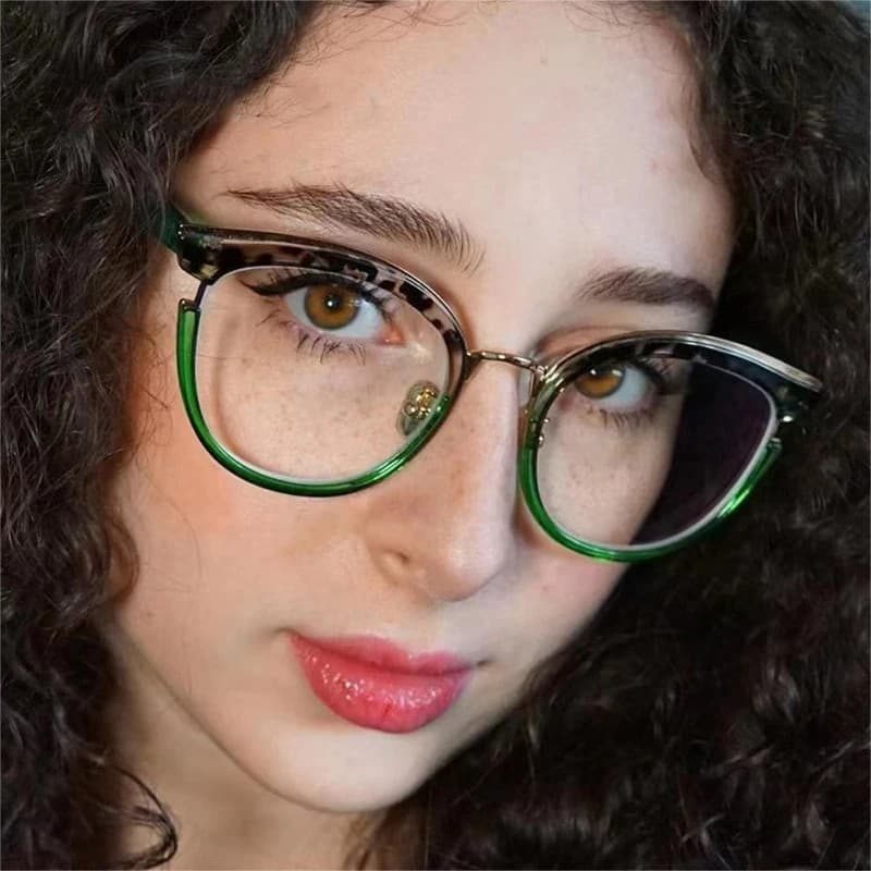 Retro Redondo Feminino Primavera Dobradiça Óculos Quadro Moda Claro Anti Luz Azul Masculino Olho De Gato Óptico Leopardo